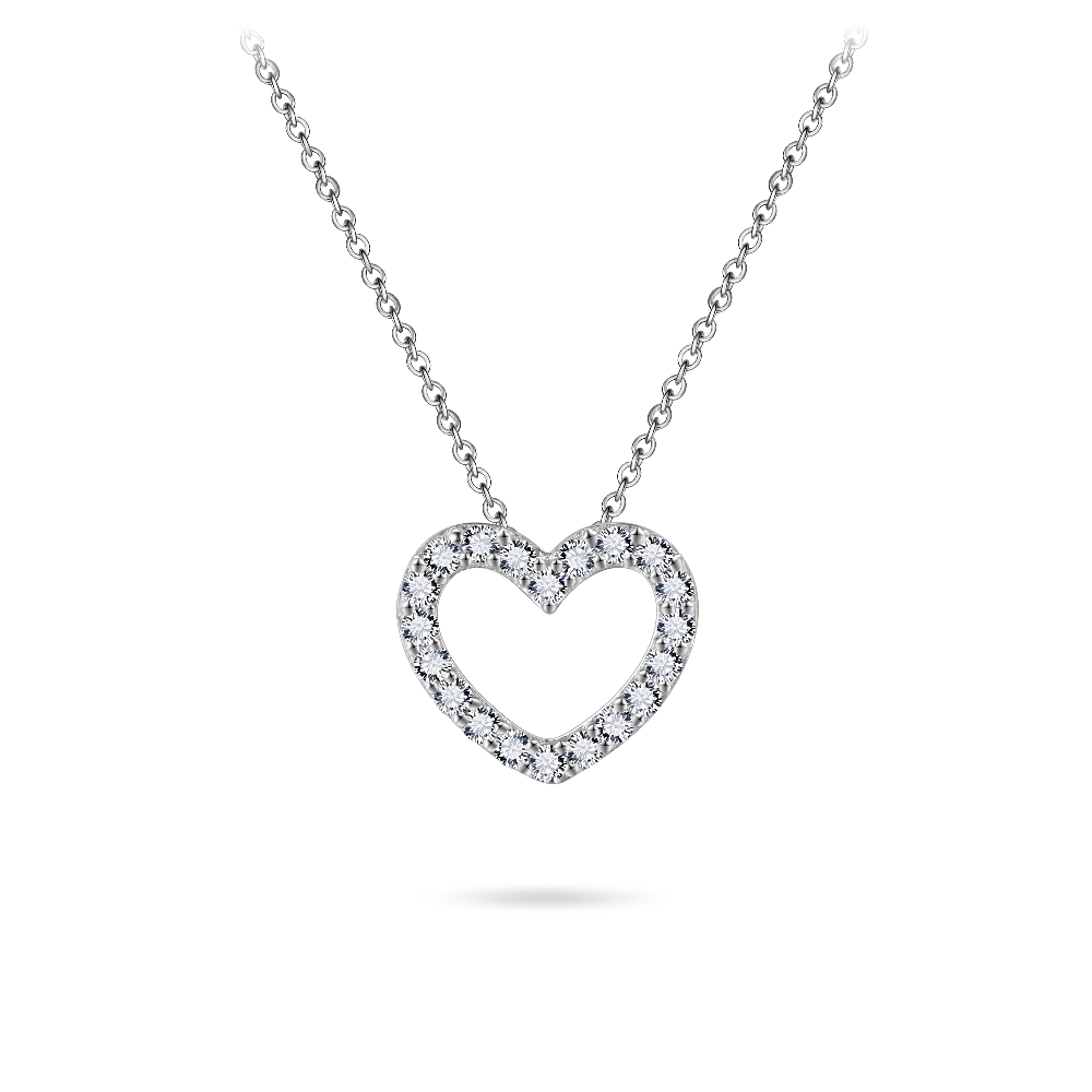 Gisser Jewels Silver Rhodium Plated Sparkling Heart Necklace