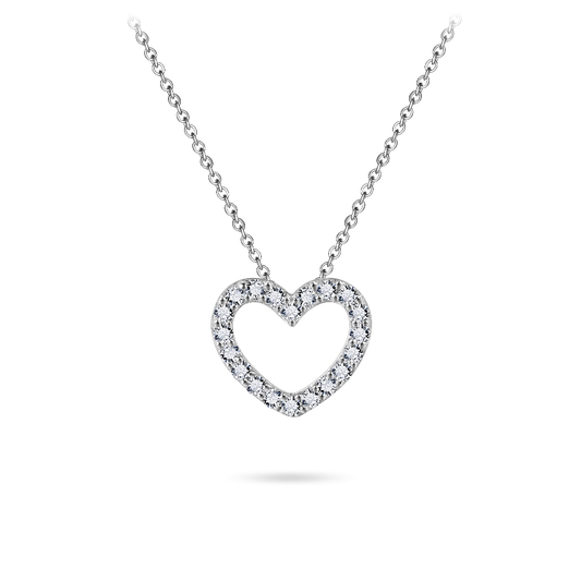 Gisser Jewels Silver Rhodium Plated Sparkling Heart Necklace